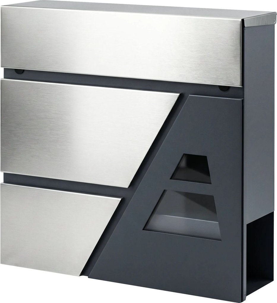 HOMCOM fali postaláda, időjárásálló, lágyan záródó fedél, újságtartó és 2 kulcs, 37 x 10 x 37 cm, sötétszürke | Aosom