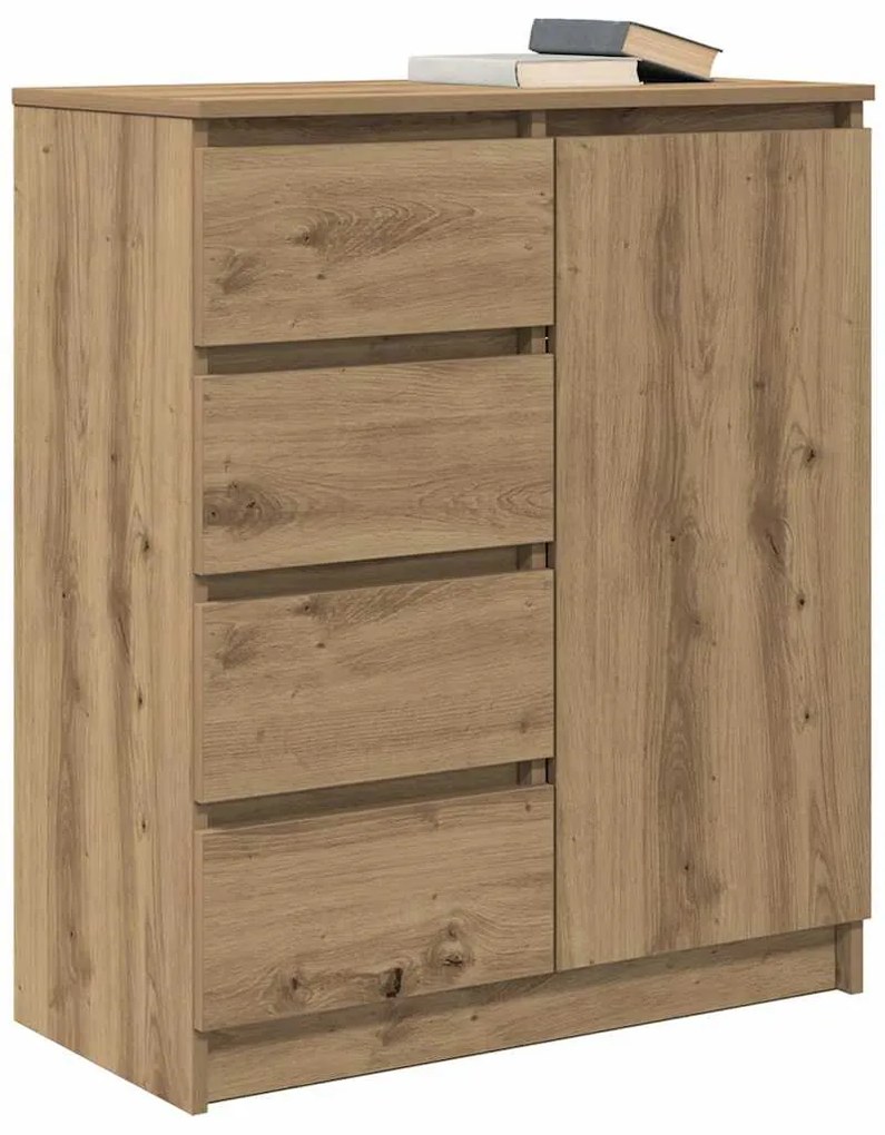 kézműves tölgy szerelt fa tálalószekrény fiókos 71x35x84 cm