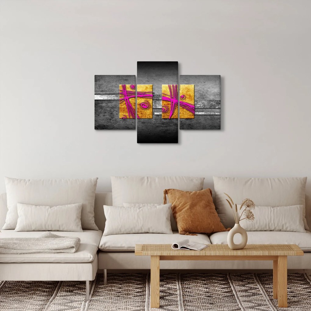 Fekete alapon színes négyzetek képe (90x60 cm)