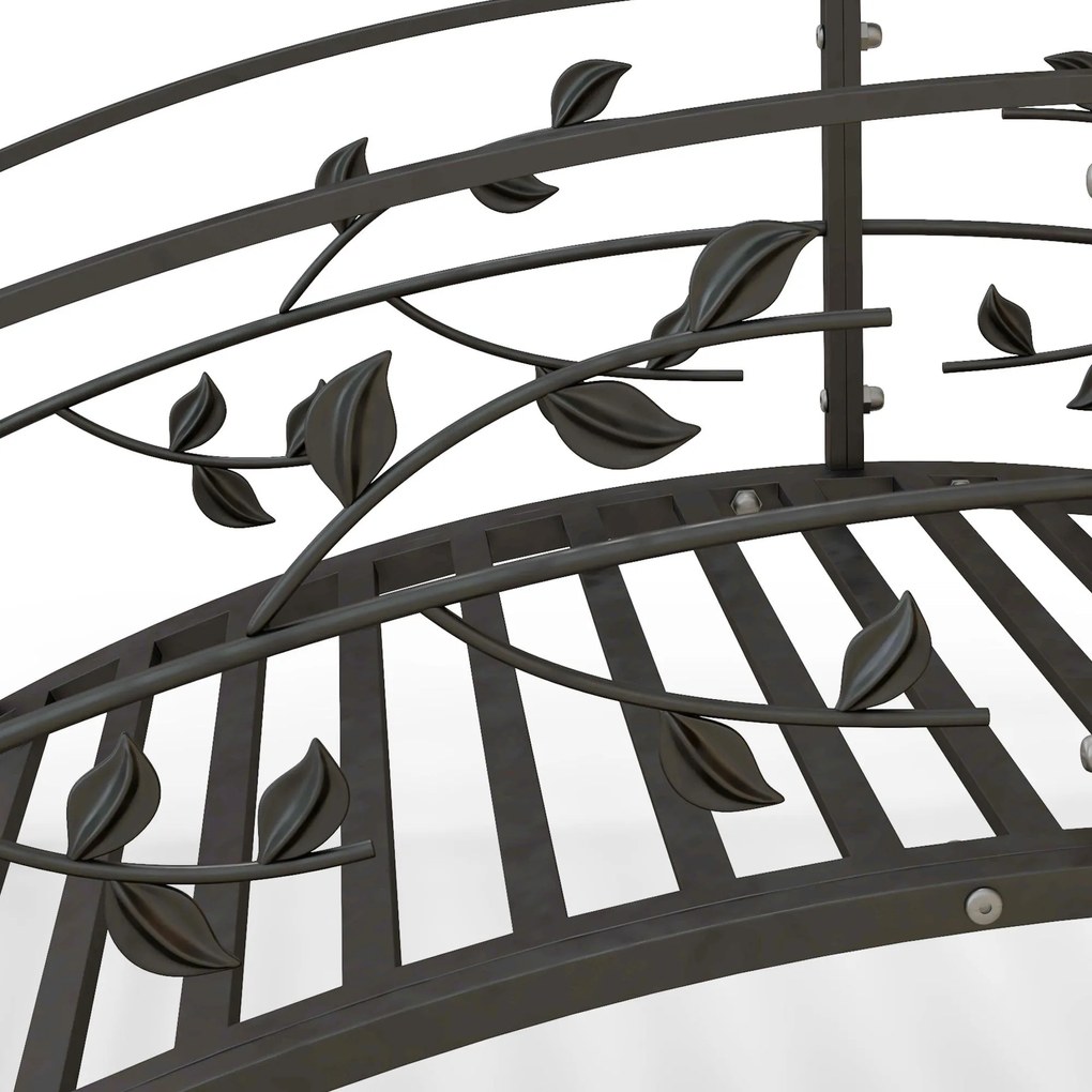 Outsunny Kerti Híd - Tó Híd - Kerti Dekoráció 119L x 67W x 47H cm szőlőmotívumos fekete acél korláttal | Aosom