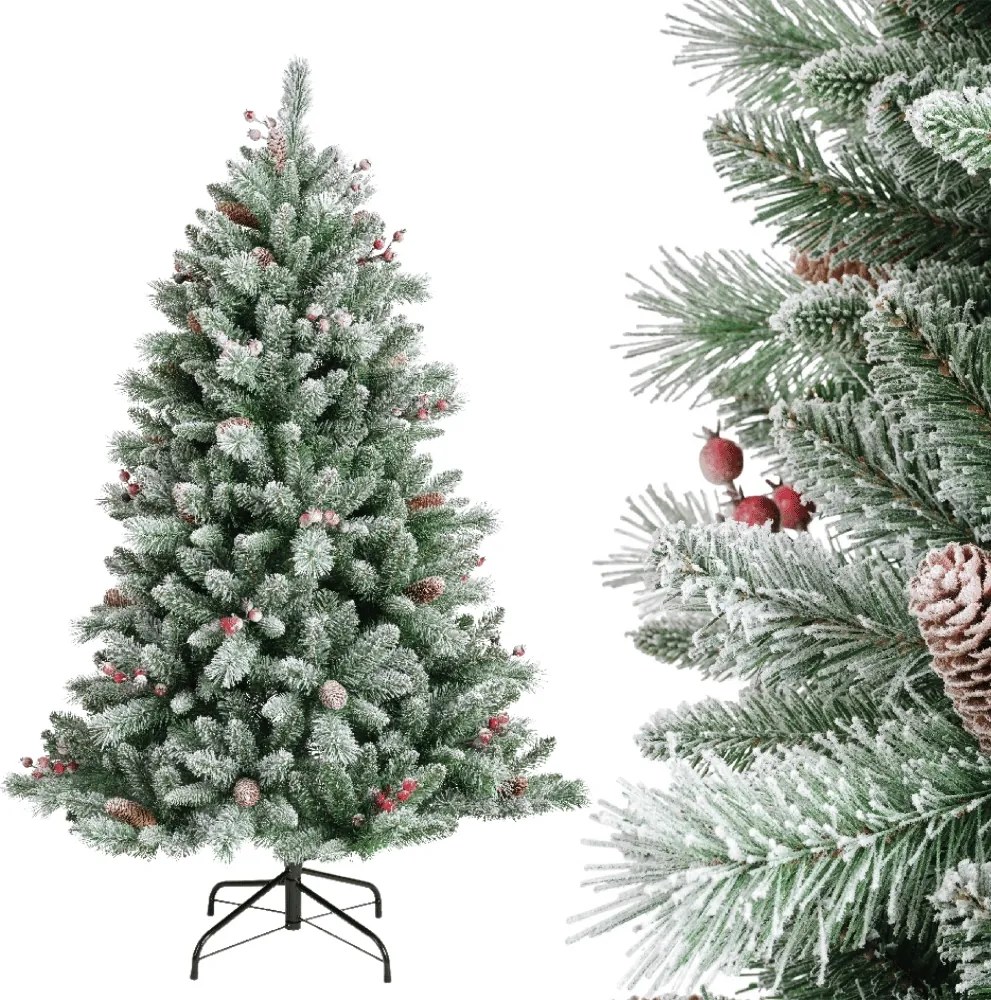 Mesterséges karácsonyfa, mint az élő Lucfenyő, tobozokkal kicsi 150cm