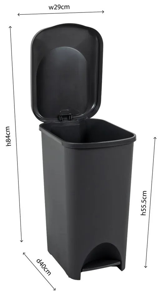 Fekete műanyag pedálos szemetes 40 l - Addis