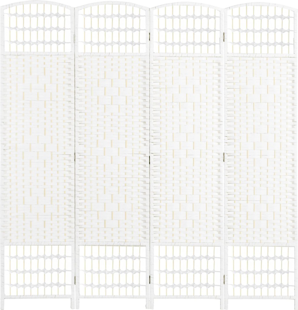 HOMCOM 4 Panelás Szobai Elválasztó 160x170 cm Összecsukható Szobai Különválasztó Papírszál és Fa Kerettel a Hálószobához és Nappalihoz Fehér | Aosom