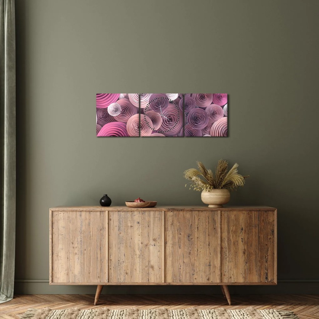 Absztrakt kép Rózsa virága (órával) (90x30 cm)