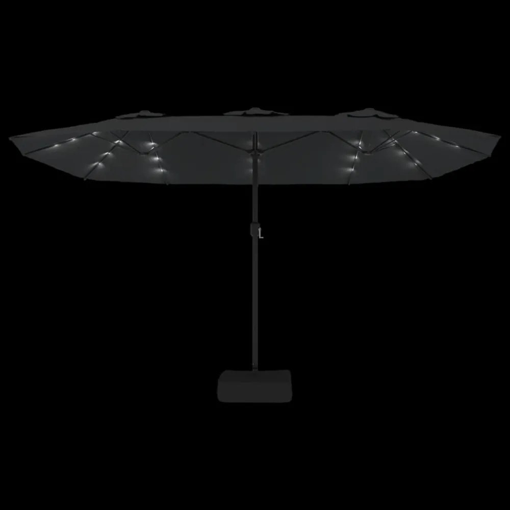 antracitszürke dupla tetős LED-es napernyő 449x245 cm