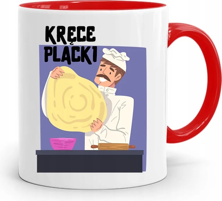 Piros Bögre Szakácsnak Göndör Pogácsák fényképes nyomtatással