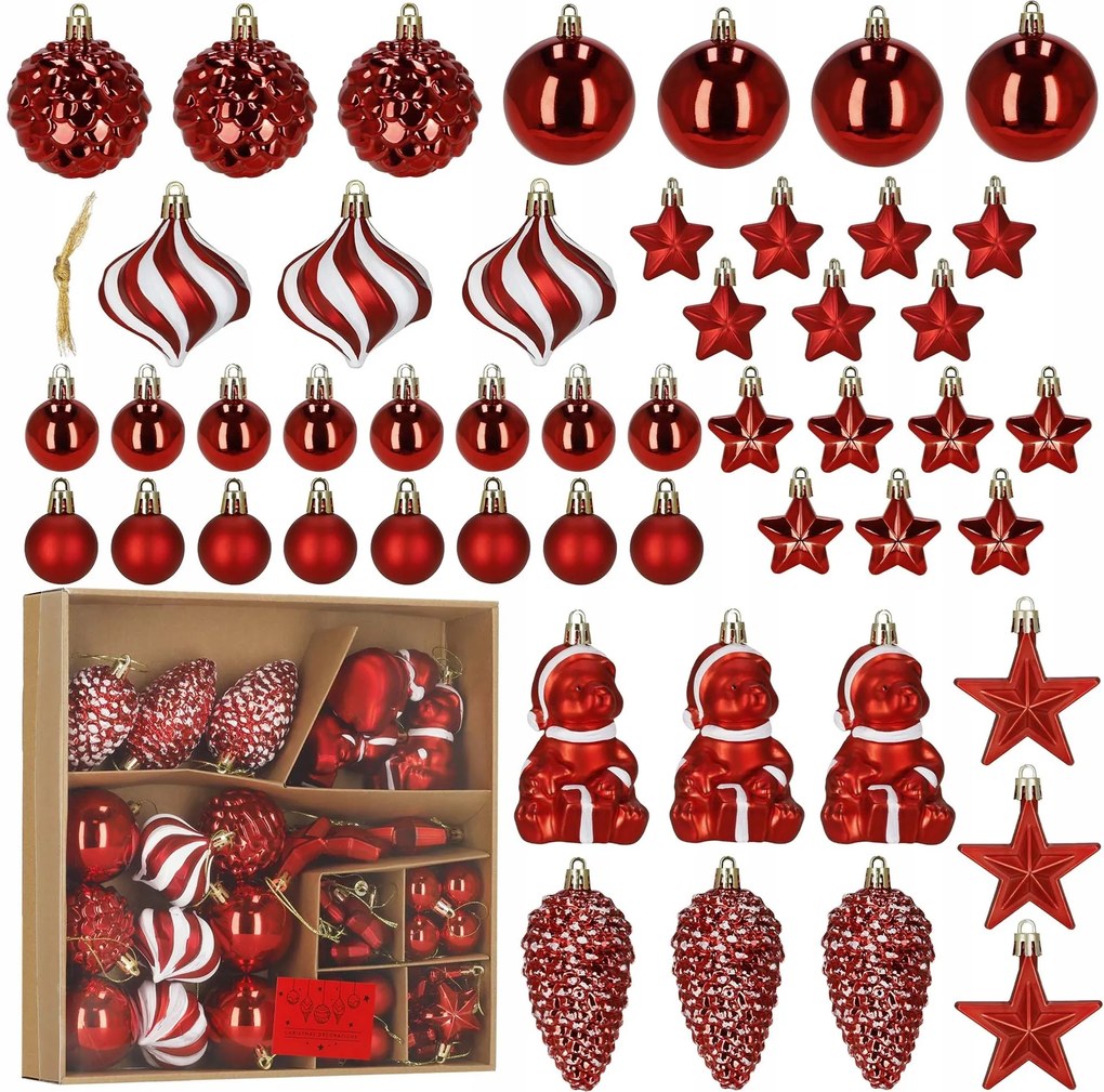 Karácsonyfadísz 47 db-os Karácsonyfa 10cm Törhetetlen Medál Szett