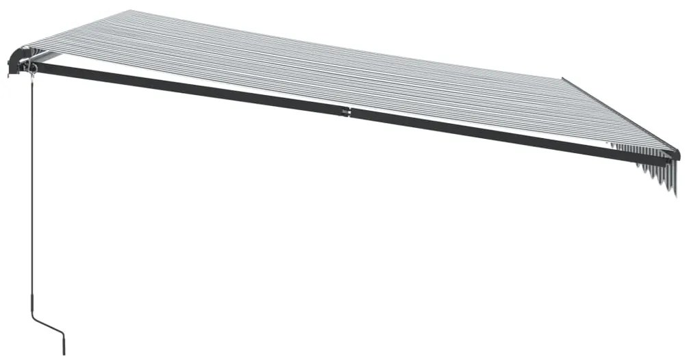 antracitszürke és fehér kézzel kihúzható napellenző 450x350 cm