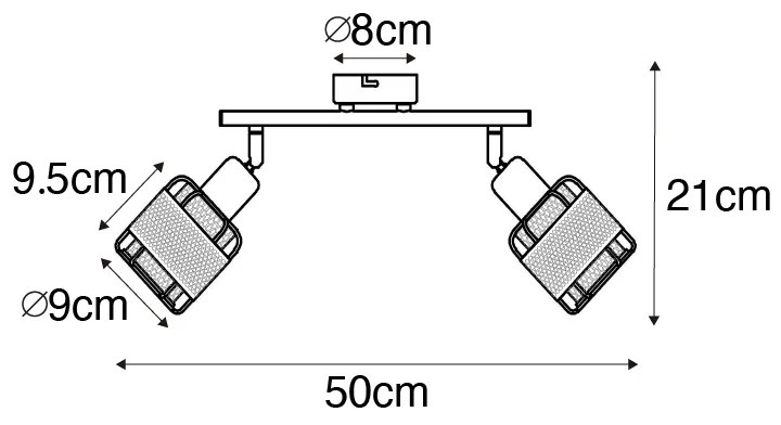 Design mennyezeti lámpa fekete arannyal 2 lámpás - Noud