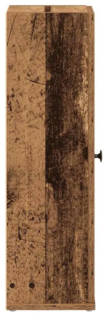antik fa színű fürdőszobaszekrény tekercstartóval 20,5x22x72 cm