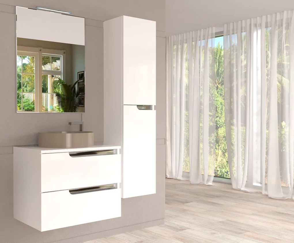 Piramida EURIDIKA fali fürdőszobabútor - mosdópult mosdó nélkül -2 fiókos - 65 x 48 x 53 cm