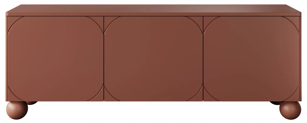 Sonatia II háromajtós TV szekrény, gömblábakon - 150 cm - bordó