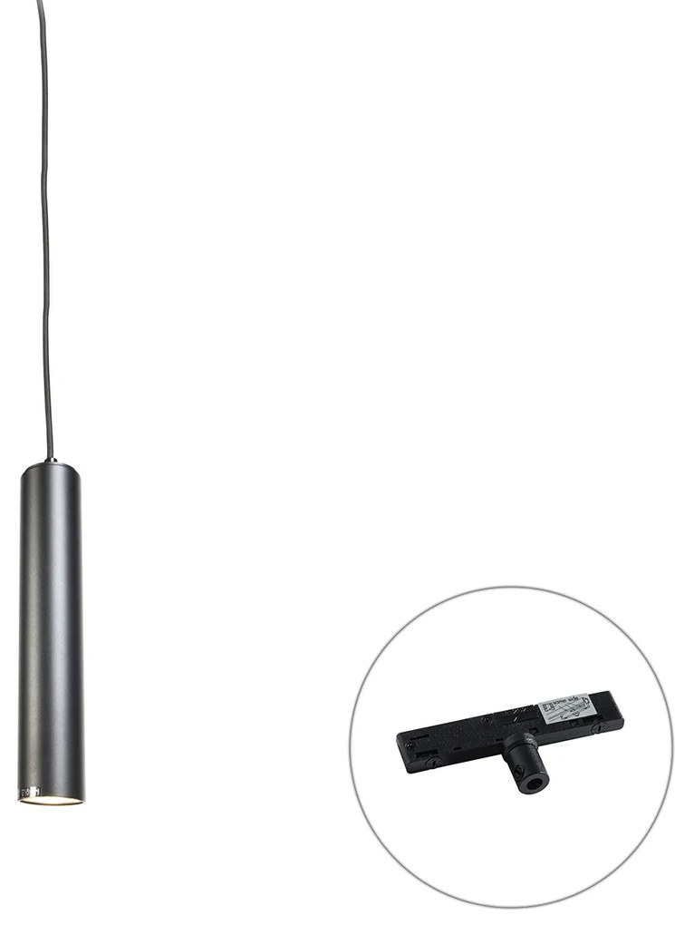 Design függőlámpa fekete 1 fázisú sínadapterrel - Slimline Tuba Small