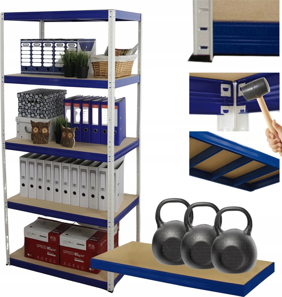 Tárolószekrény fém állvány Helios 213x120x45cm 5Px350kg 300EZER Komb