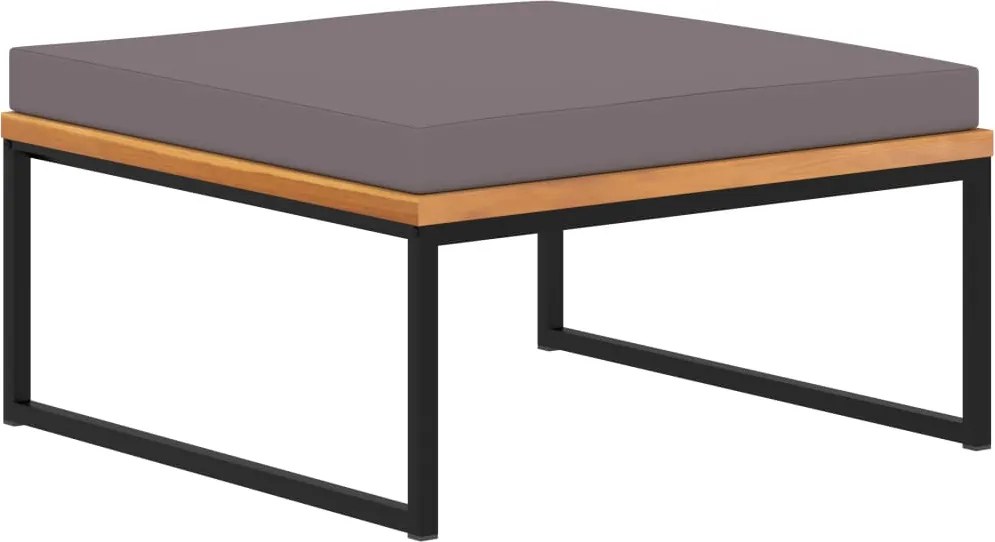 vidaXL sötétszürke tömör akácfa lábtartó párnával 66 x 66 x 36 cm
