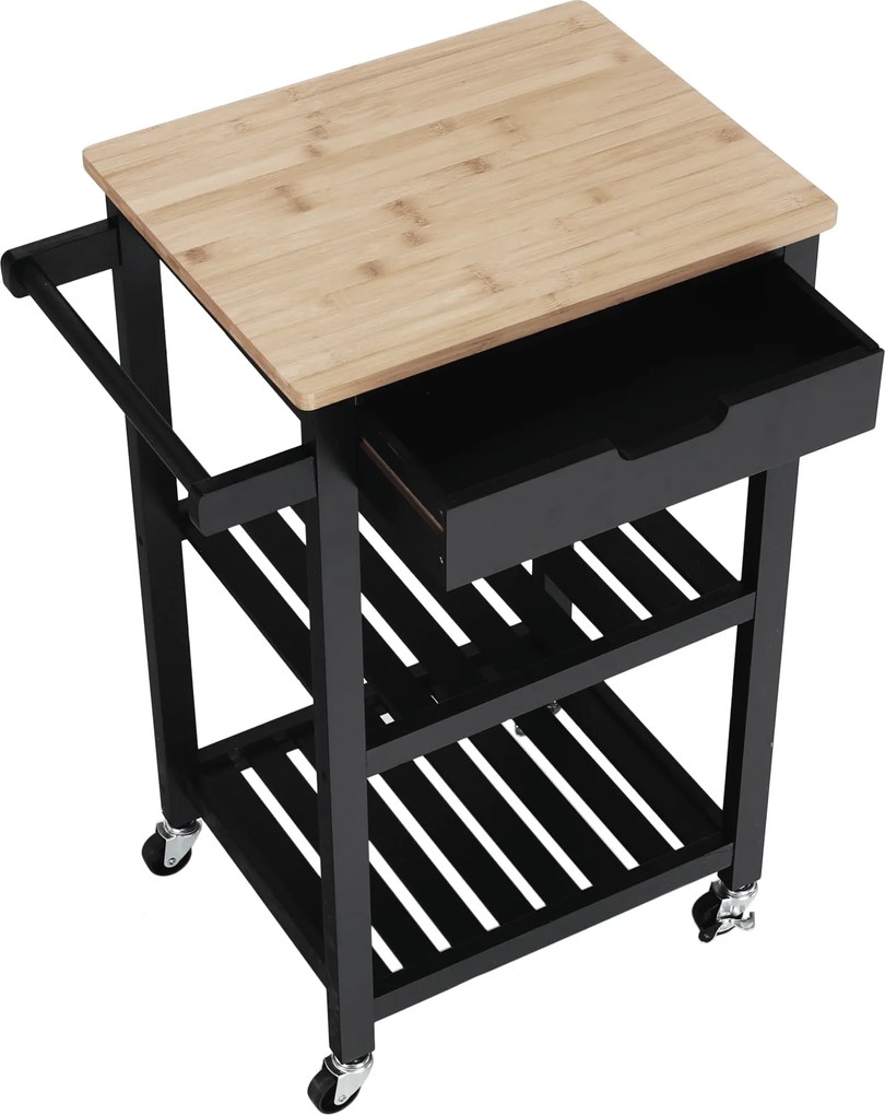 Tálalókocsi, természetes/fekete, ARETE