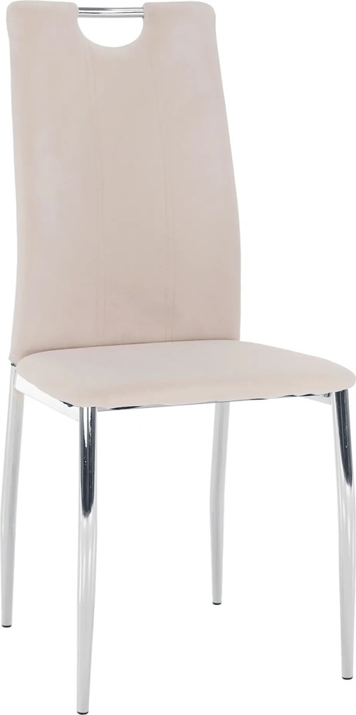 Étkezőszék, bézs Dulux Velvet szövet/króm, OLIVA NEW
