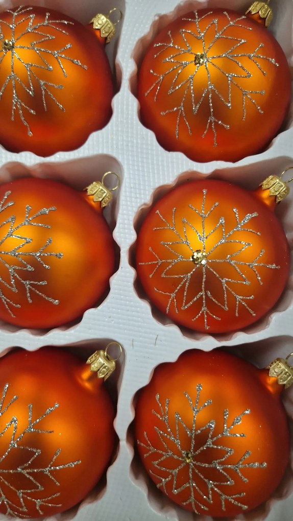 Karácsonyfadísz szett 6 db-os Üveg Narancssárga csillámos
