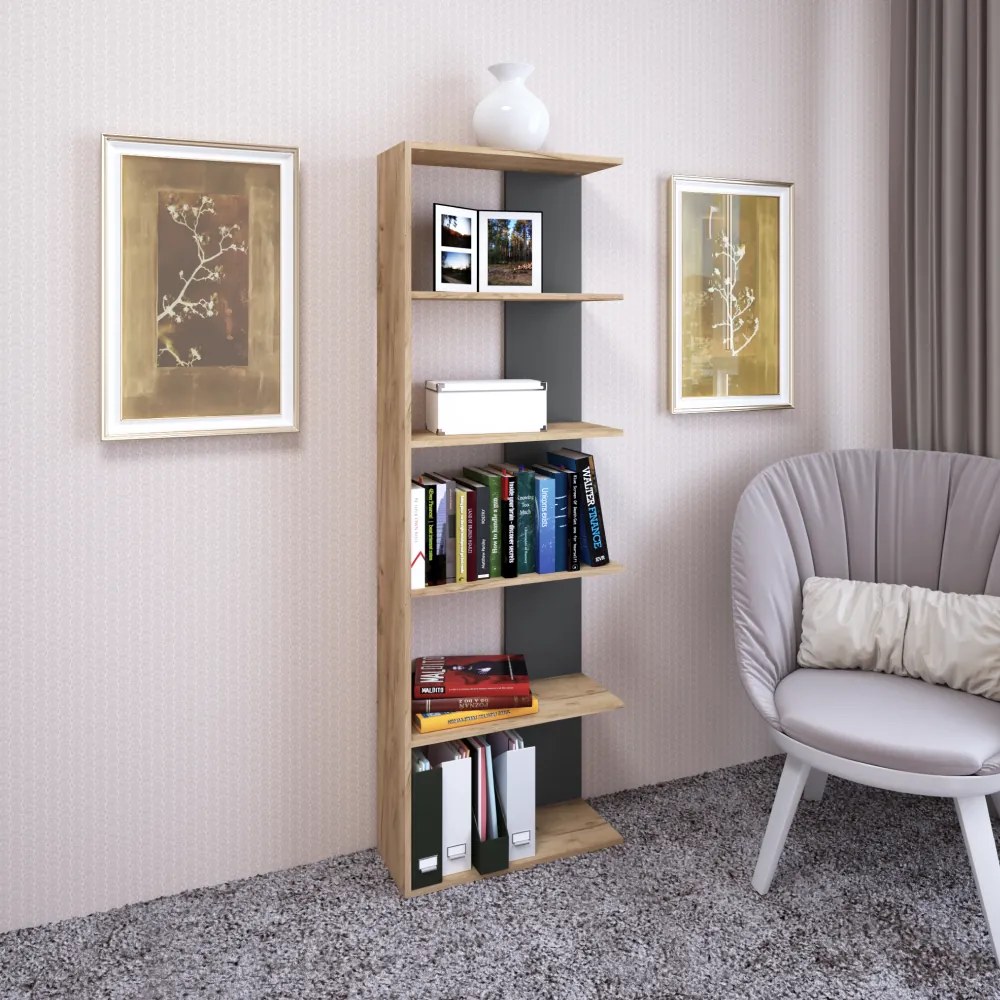 Polcállvány, artisan tölgy/grafit, AGATIO