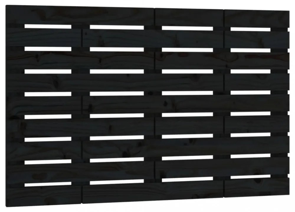 fekete tömör fenyőfa fali fejtámla 106 x 3 x 63 cm