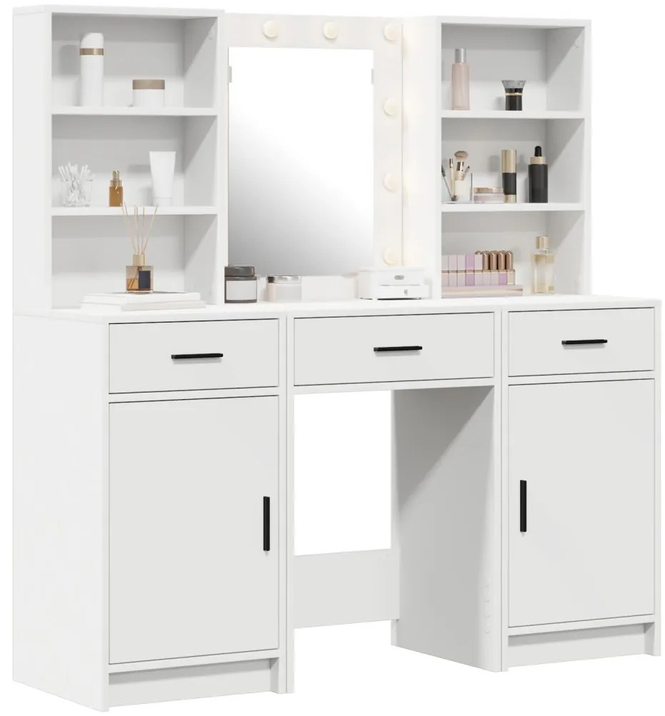 Sminkasztal Készlet 3 pcs Fehér 50 x 41 x 135 cm Faanyag