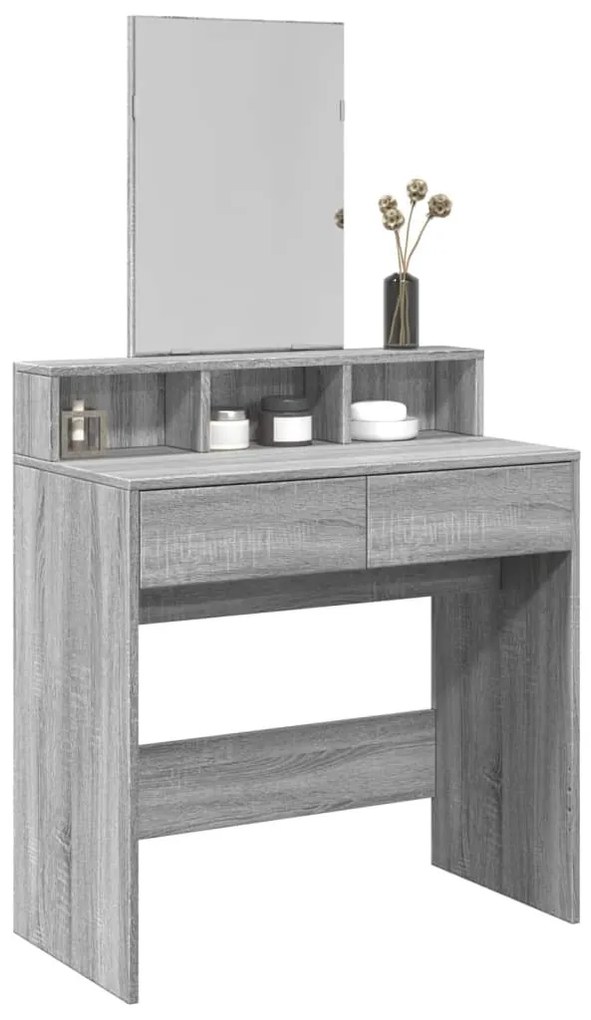 szürke sonoma színű fésülködőasztal tükörrel 80 x 41 x 144,5 cm