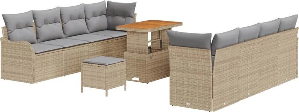 vidaXL Kerti Kanapé Szett párnával 11 pcs Beige és Világosszürke