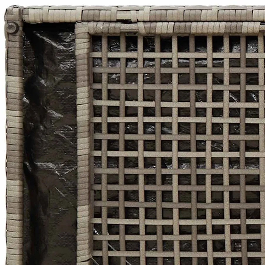 szürke polyrattan kültéri tárolópad párnával 100 cm