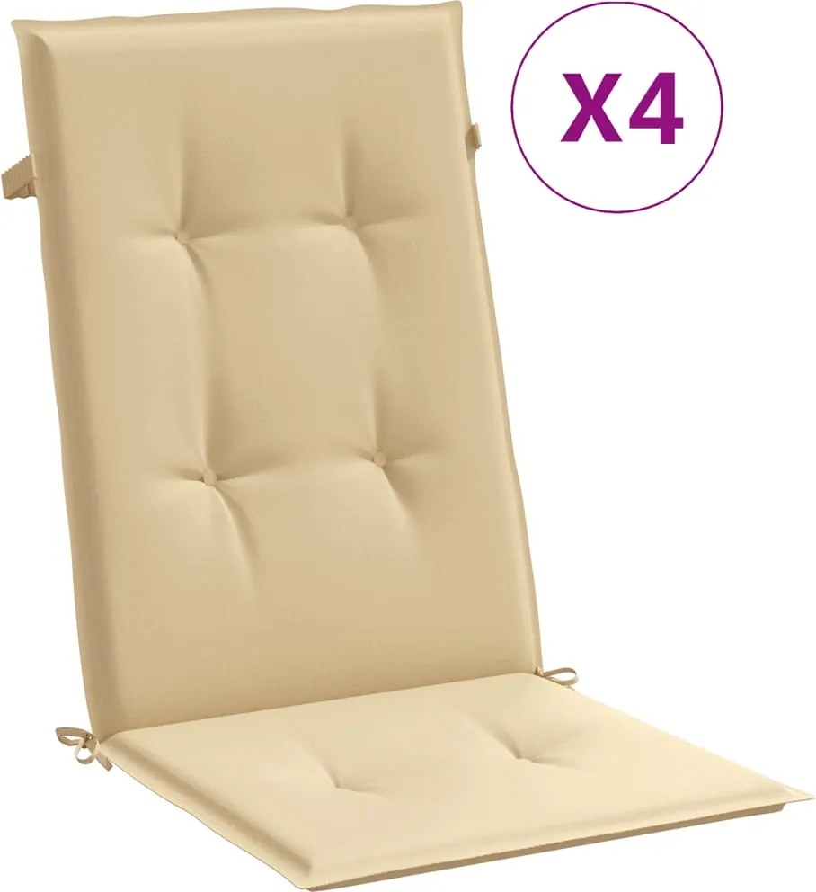 vidaXL 4 db melange bézs szövet magas háttámlájú székpárna 120x50x4 cm