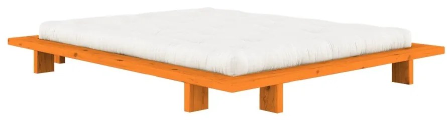 Narancssárga borovi fenyő franciaágy ágytámla nélkül, ágyráccsal 180x200 cm Japan – Karup Design