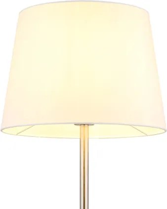 Globo 40100101 Állólámpa, matt nikkel fém, fehér textil, fekete PVC kábel, lábkapcsoló a kábelen, ø: 350mm, M: 1510mm, kábelhossz 1800mm, 1x E27 40W 230V izzó nélkül