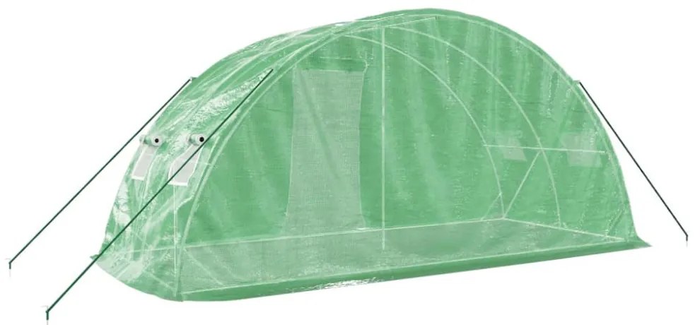 zöld acélvázas melegház 10 m² 5 x 2 x 2,3 m