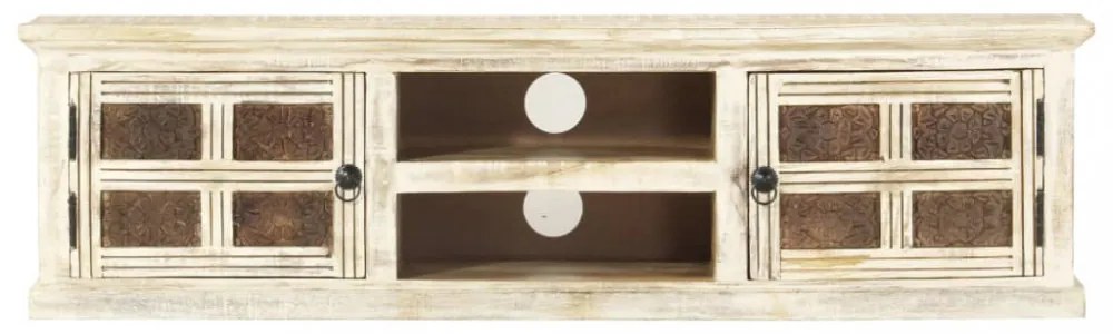 fehér tömör mangófa TV-szekrény 130x30x36 cm