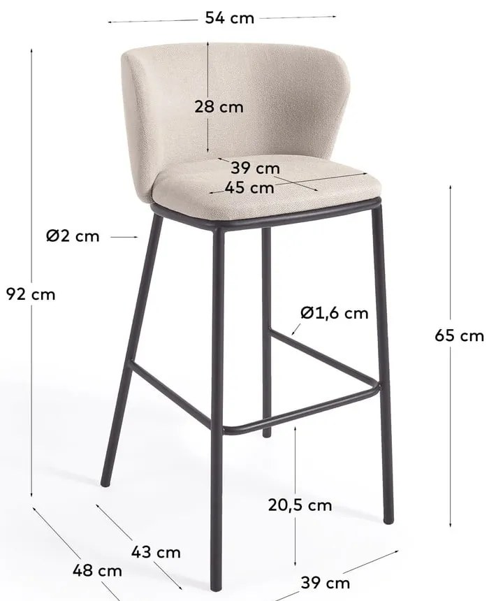 Bézs bárszék (ülésmagasság 65 cm) Ciselia – Kave Home