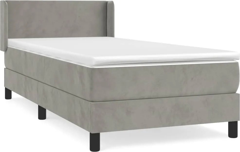 vidaXL világosszürke bársony rugós ágy matraccal 80 x 200 cm
