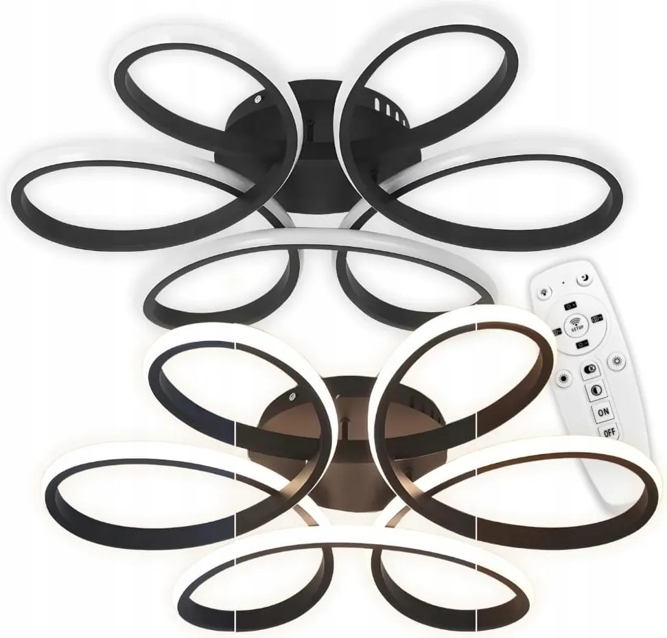 Mennyezeti Lámpa fekete függeszték plafon modern Led Csillár Távirányító