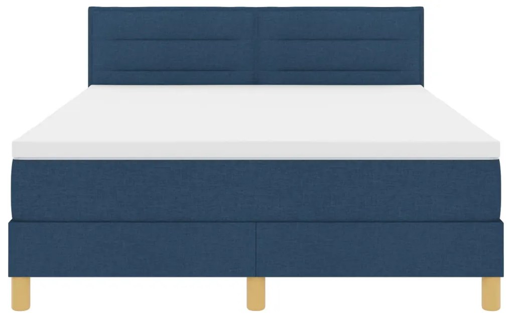 Box Spring Ágy Mattal & LED Kék 140x190 cm Szövet