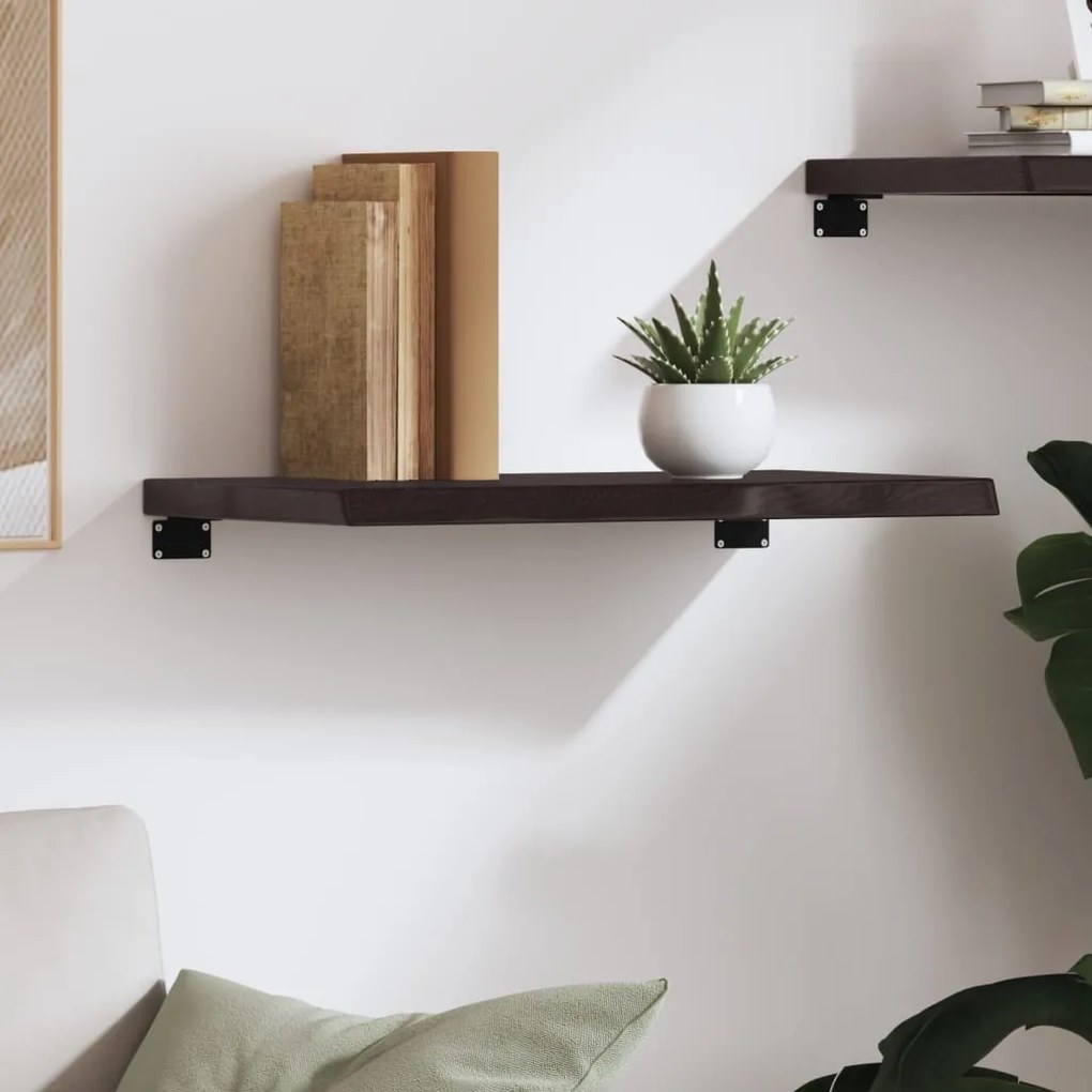 sötétbarna kezelt tömör tölgyfa fali polc 60x40x(2-4) cm