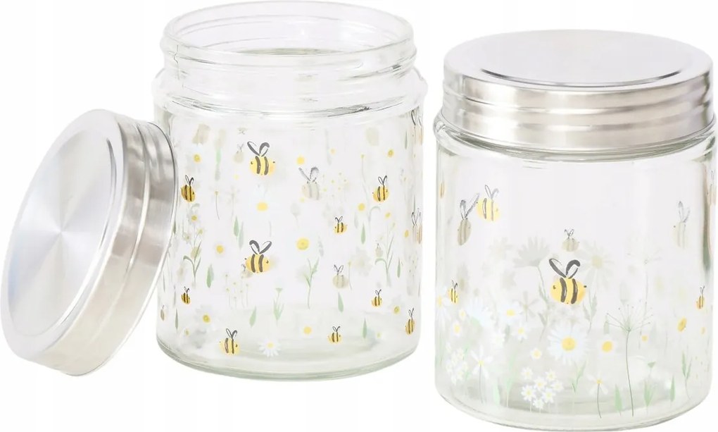 Tároló Tégelyek Dekoratív Csavaros Méhecske Motívum 625 ML 2 Db