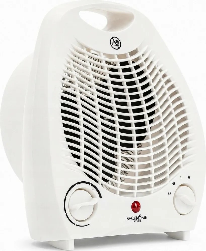 Elektromos fűtőtest ventilátorral és biztonsági kapcsolóval, fehér