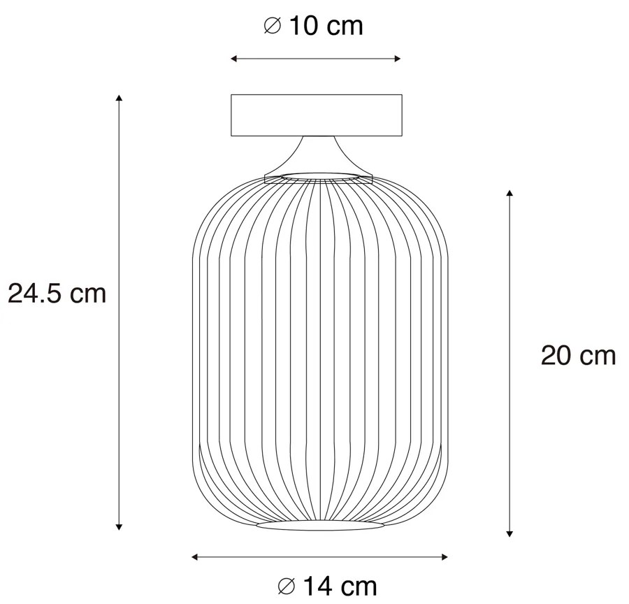Art Deco mennyezeti lámpa fekete füstüveggel - Banci