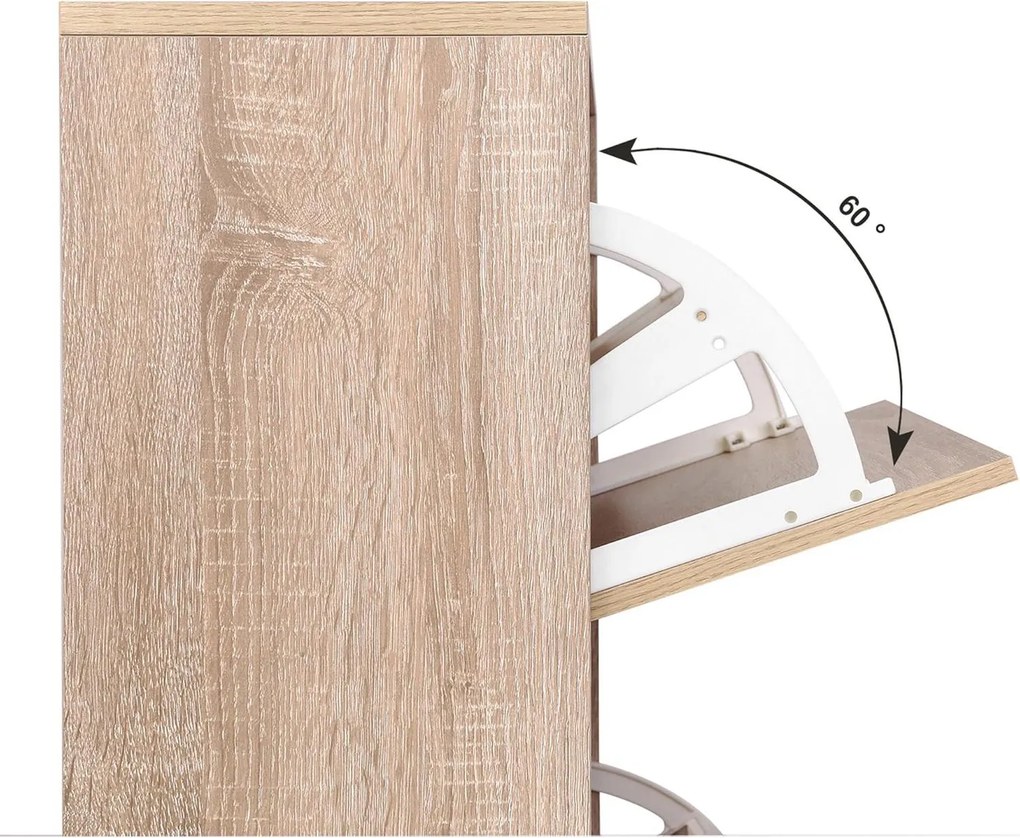 Cipősszekrény, állítható 3 szintes cipőtartó, tölgyfa színű