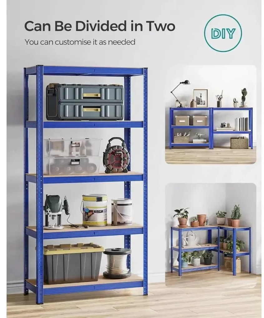 Acél polcrendszer 2 db-os, 180x90x40 cm, kék