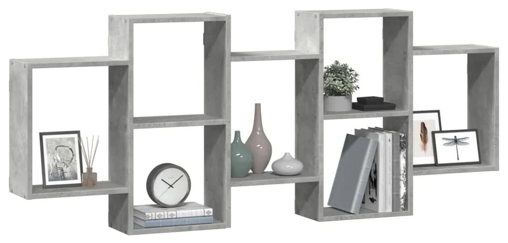 betonszürke szerelt fa fali polc 159 x 18 x 65 cm