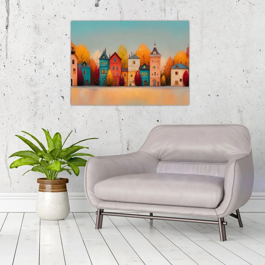 Kép - Őszi falu (70x50 cm)