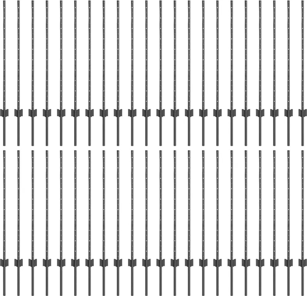 vidaXL Kerítésoszlop 44 pcs Szürke 140 cm Acél