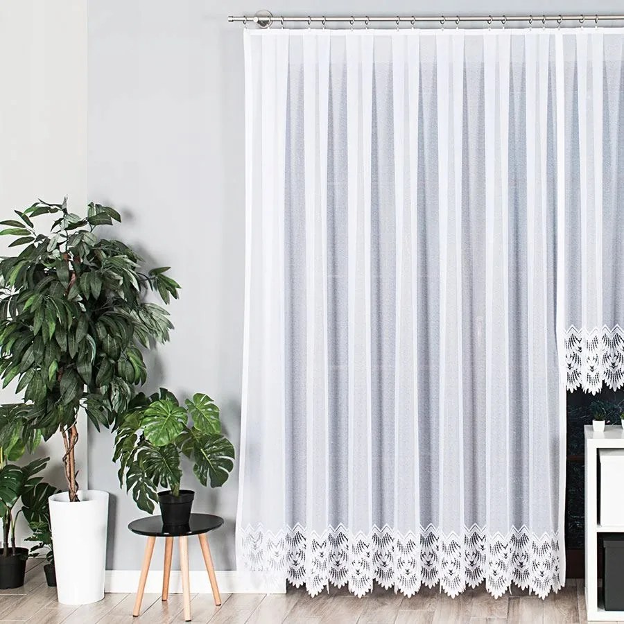 Felicia Jacquard kész függöny legalul mintával 300x250cm fehér