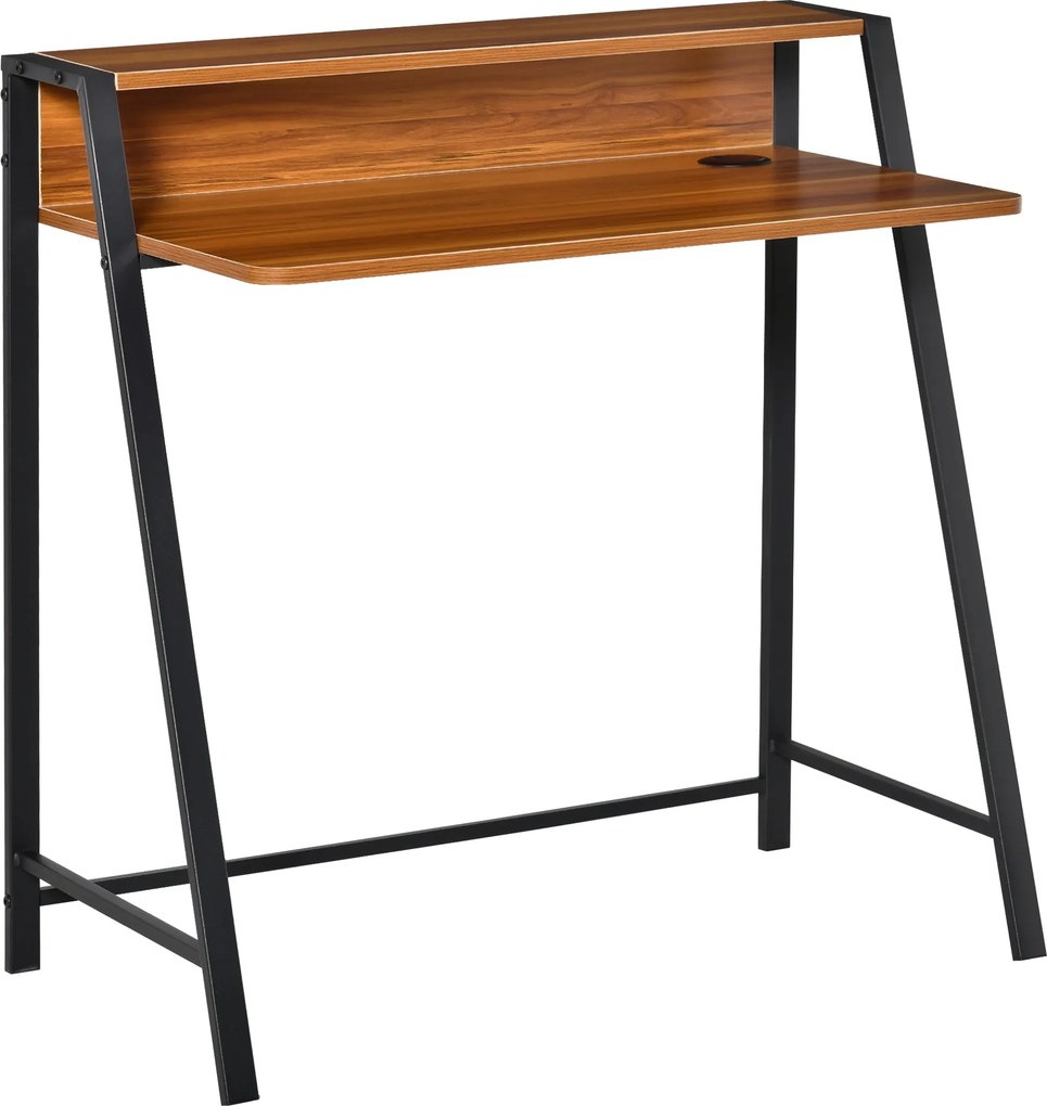 HOMCOM Íróasztal, Számítógépes Asztal Polccal és Kábelkezeléssel, Modern Asztal Fém Vázával Tanulószobába, Hálószobába, Otthoni Irodába, 84 x 45 x 85