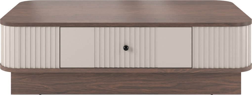 Vesper dohányzóasztal 103x60 cm fiókkal, lábazaton - kasmír / dió / fekete fogantyú