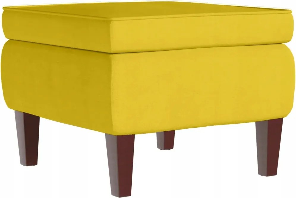 Lábtámasz fa lábakkal, sárga, bársony borítással